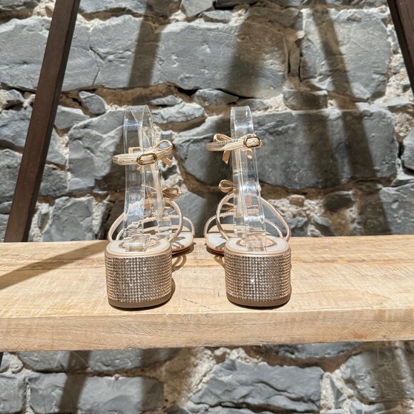 René Caovilla Caterina 40 Crystal Embellished Bow Strap Sandals - Picture 5 of 11